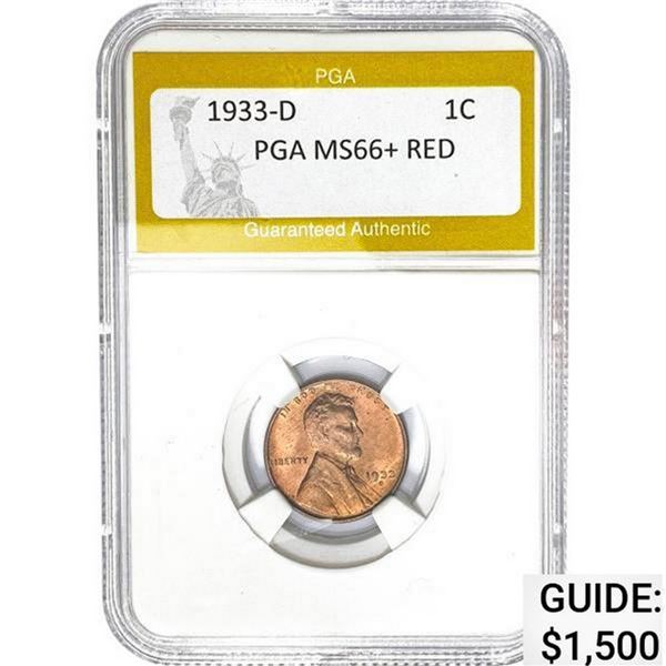 1933-D Wheat Cent PGA MS66+ Red