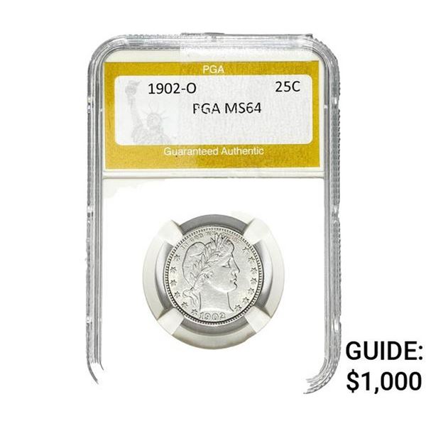 1902-O Barber Quarter PGA MS64