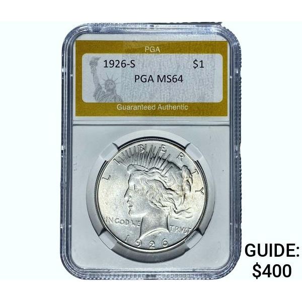 1926-S Silver Peace Dollar PGA MS64