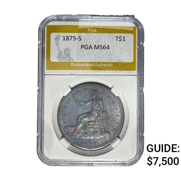 1875-S Silver Trade Dollar PGA MS64