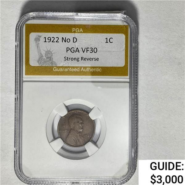 1922 Wheat Cent PGA VF30 No D Strong Reverse