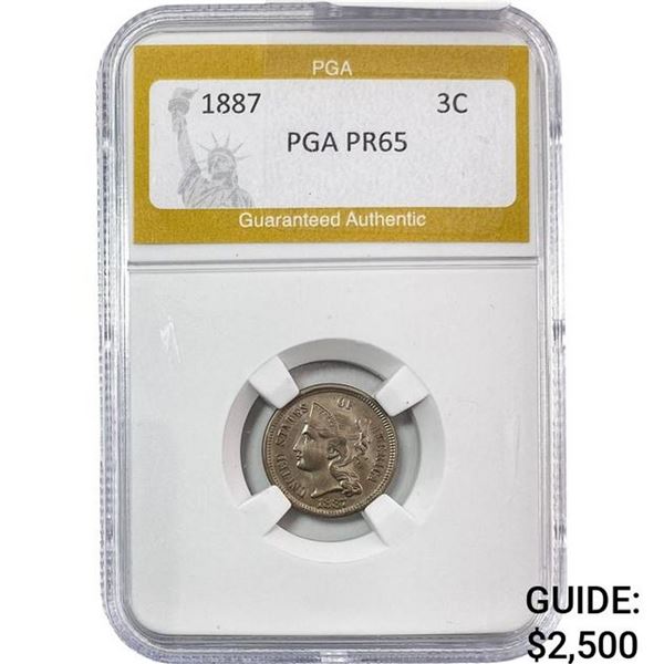 1887 Nickel Three Cent PGA PR65