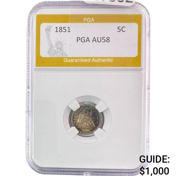 1851 Seated Liberty Half Dime PGA AU58