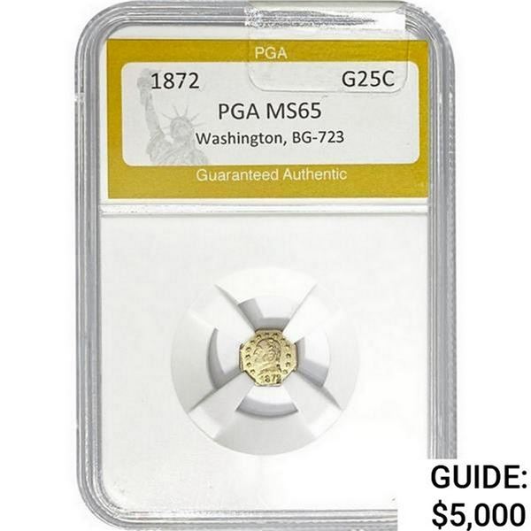 1872 Octagonal California Gold Quarter PGA MS65