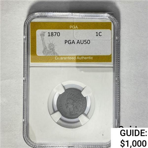 1870 Indian Head Cent PGA AU50