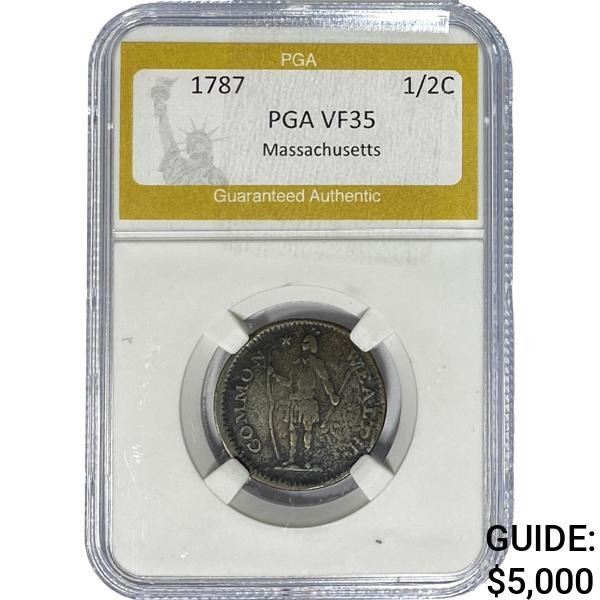 1787 Massachusetts Half Cent PGA VF35