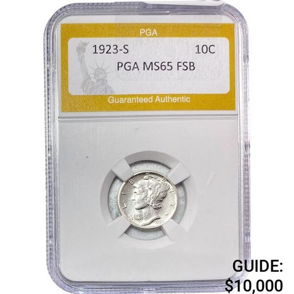1923-S Mercury Silver Dime PGA MS65 FSB