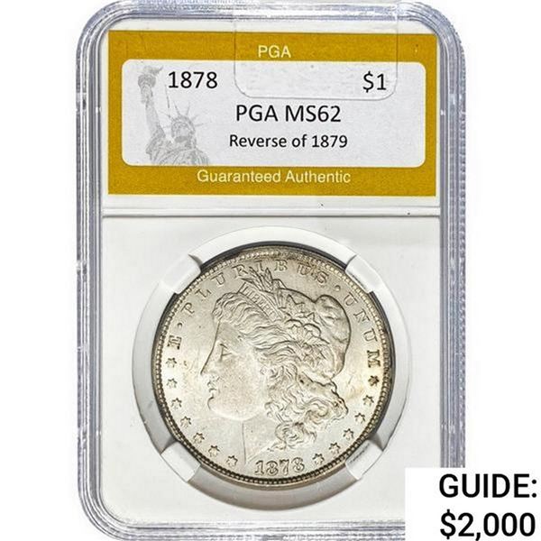 1878 REV. 79 Morgan Silver Dollar PGA MS62