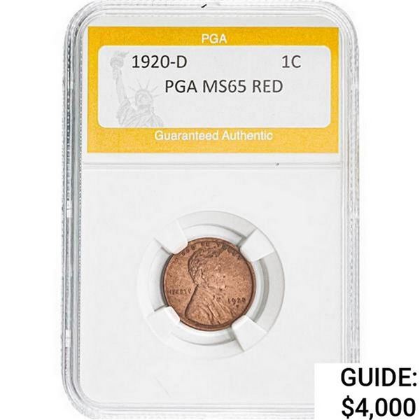1920-D Wheat Cent PGA MS65 Red