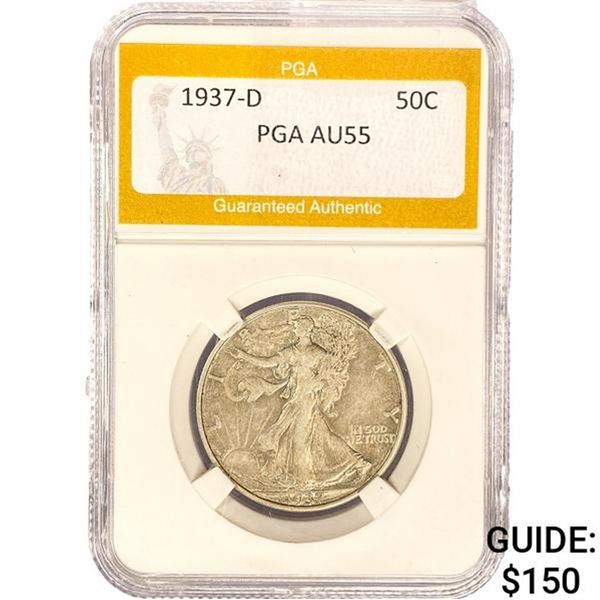 1937-D Walking Liberty Half Dollar PGA AU55