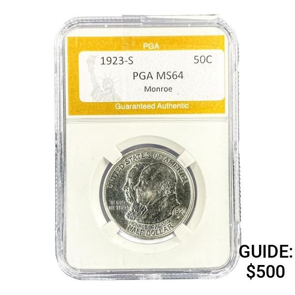 1923-S Monroe Half Dollar PGA MS64