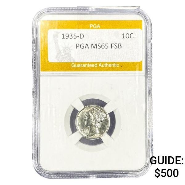 1935-D Mercury Silver Dime PGA MS65 FSB
