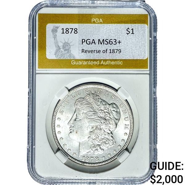 1878 REV. 79 Morgan Silver Dollar PGA MS63+