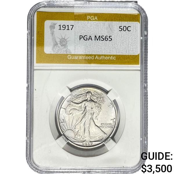 1917 Walking Liberty Half Dollar PGA MS65