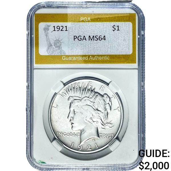 1921 Silver Peace Dollar PGA MS64