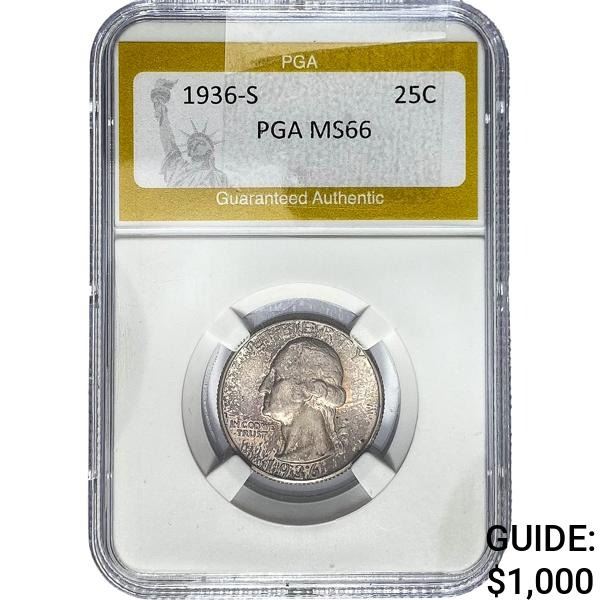 1936-S Washington Silver Quarter PGA MS66