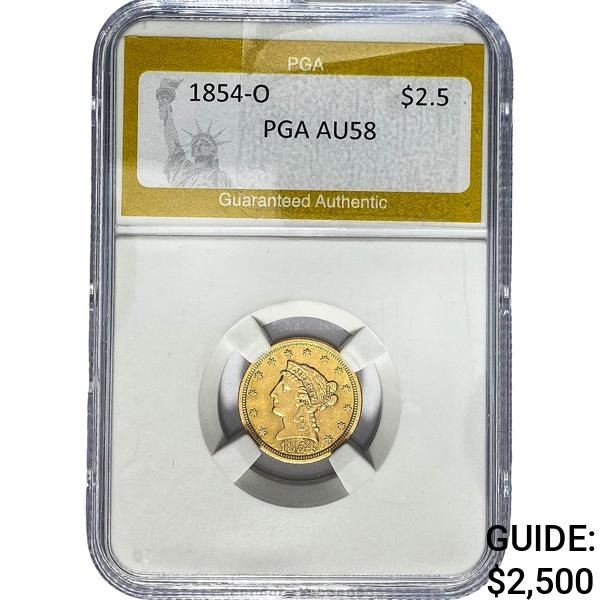 1854-O $2.50 Gold Quarter Eagle PGA AU58