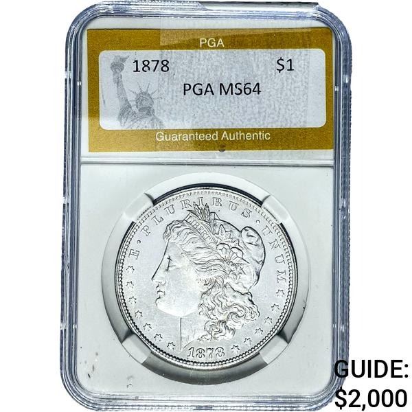 1878 8TF Morgan Silver Dollar PGA MS64