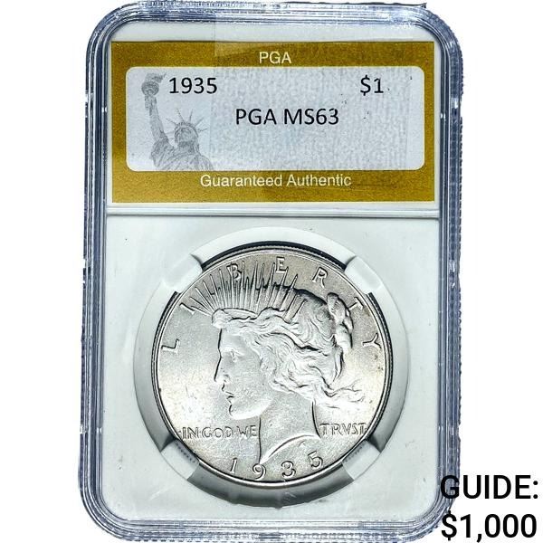 1935 Silver Peace Dollar PGA MS63