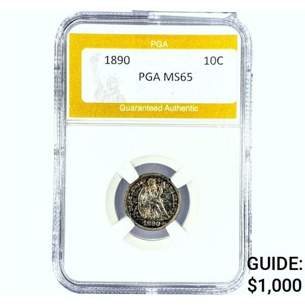 1890 Seated Liberty Dime PGA MS65