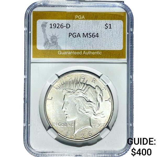 1926-D Silver Peace Dollar PGA MS64