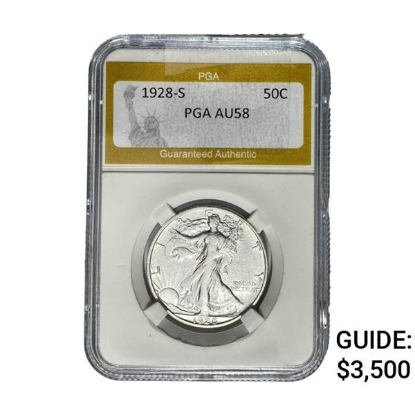 1928-S Walking Liberty Half Dollar PGA AU58