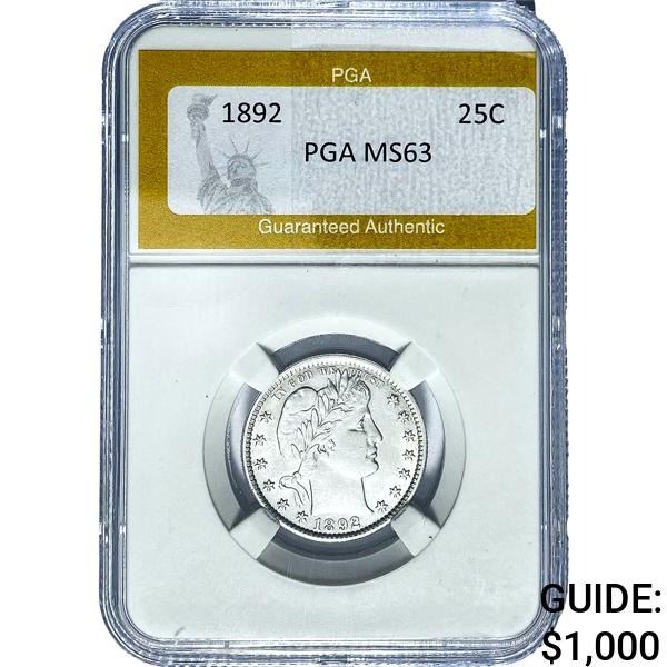 1892 Barber Quarter PGA MS63