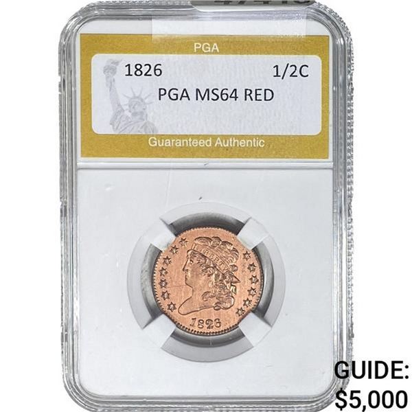 1826 Classic Head Half Cent PGA MS64 Red