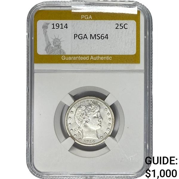 1914 Barber Quarter PGA MS64