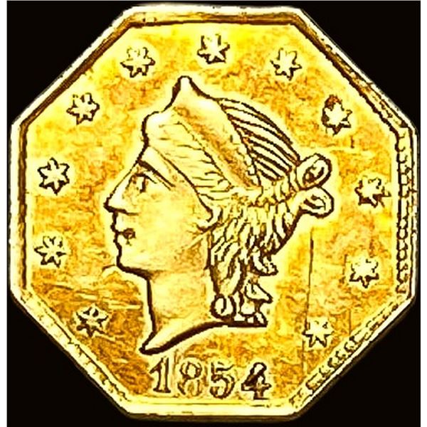 1854 Gold 1/4 Dollar California Fractional Octag. CHOICE AU