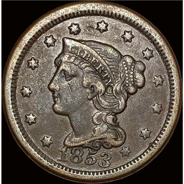 1853 Braided Hair Large Cent LIGHTLY CIRCULATED