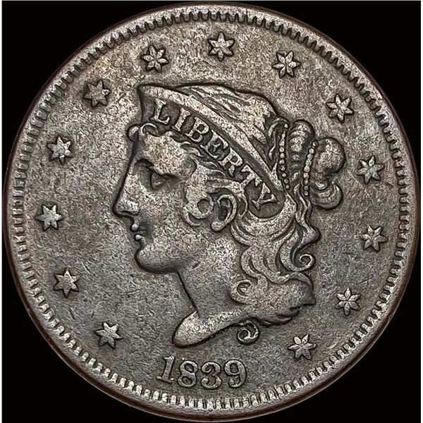 1839 Braided Hair Large Cent LIGHTLY CIRCULATED