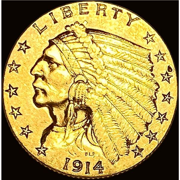 1914-D Gold $2.5 Indian Head Quarter Eagle NEARLY UNCIRCULATED