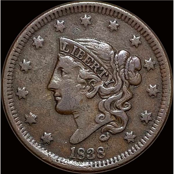 1838 Coronet Head Large Cent LIGHTLY CIRCULATED