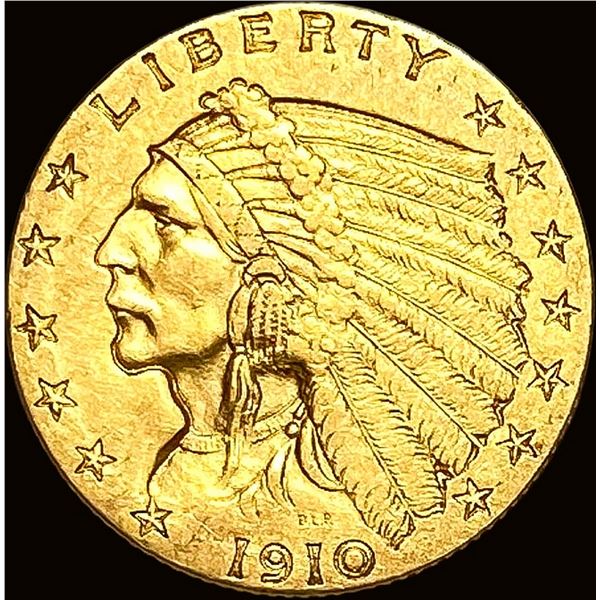 1910 Indian Head Gold $2.50 Quarter Eagle CHOICE AU