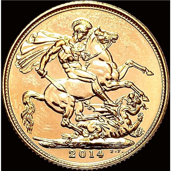 2014 Gold Sovereign United Kingdom ,2354oz AGW GEM PROOF