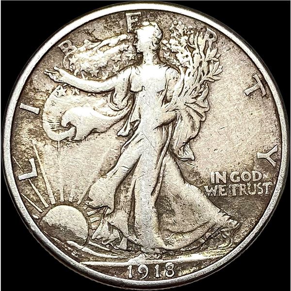 1918-S Silver Walking Liberty Half Dollar LIGHTLY CIRCULATED