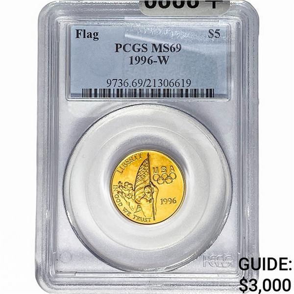 1996-W .242oz Gold $5 Olympic Flag PCGS MS69