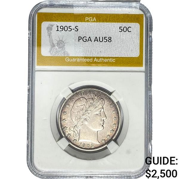 1905-S Barber Half Dollar PGA AU58