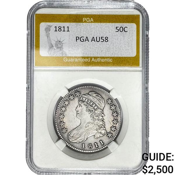 1811 Capped Bust Half Dollar PGA AU58
