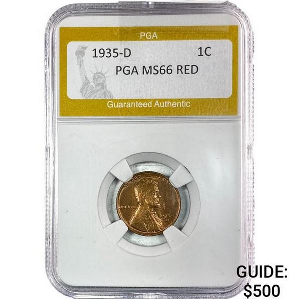 1935-D Wheat Cent PGA MS66 Red