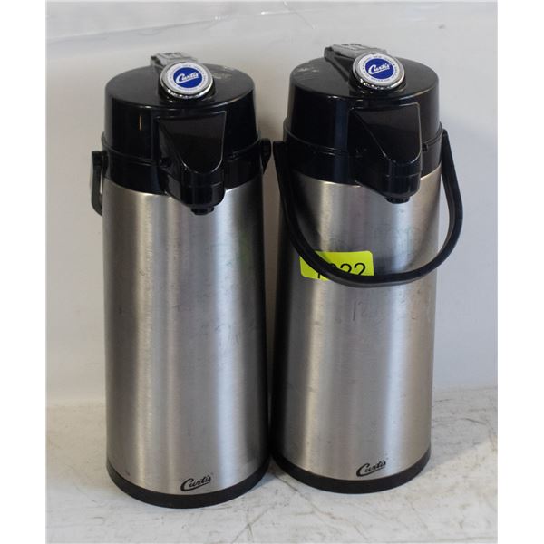 TWO CURTIS S/S LINED AIR POTS ( CAPACITY UNKOWN )