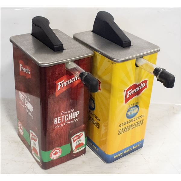 PAIR OF MUSTARD AND KETCHUP DISPENSERS