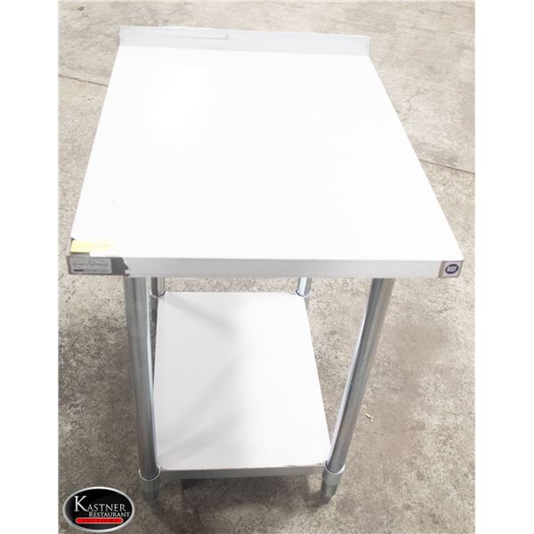 NEW 30" X 24" S/S WORK TABLE W/ 2" BACK SPLASH