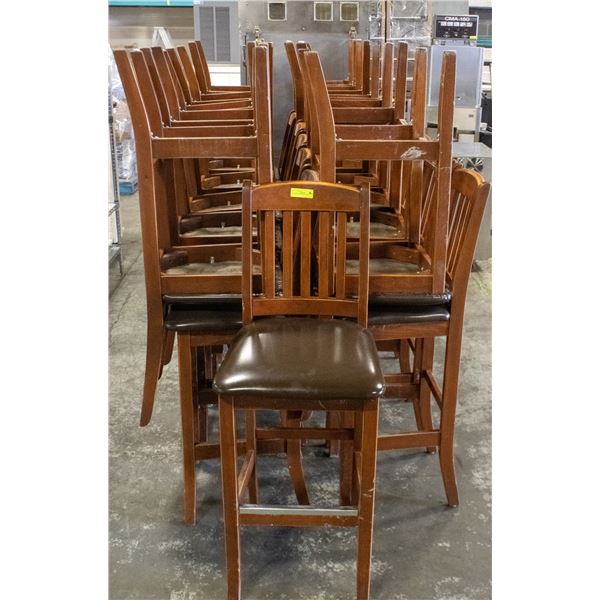 22 BAR HEIGHT WOOD CHAIRS