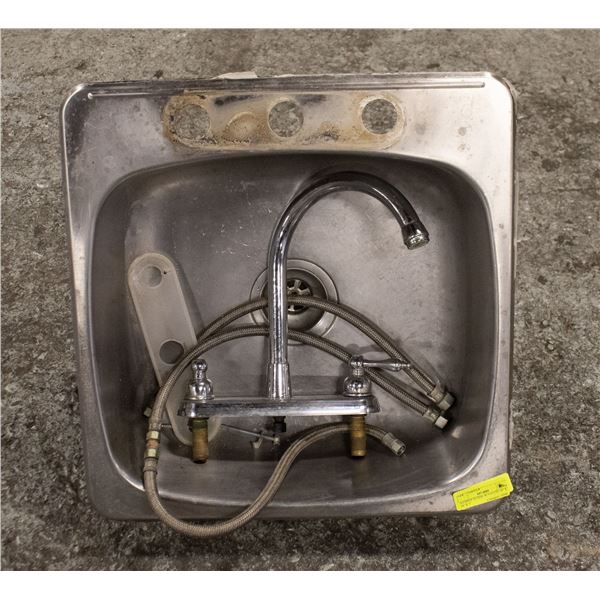 S/S DROP IN SINK W/ FAUCET 20" X 20" X 7"