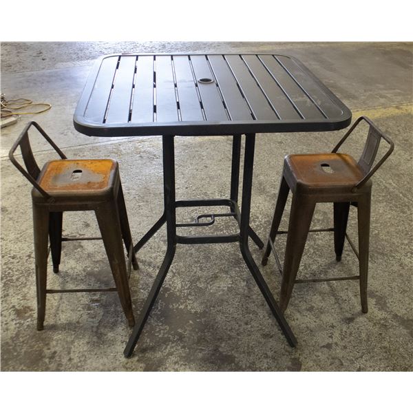 BAILIFF SEIZURE: METAL TABLE W/ 2 METAL CHAIRS