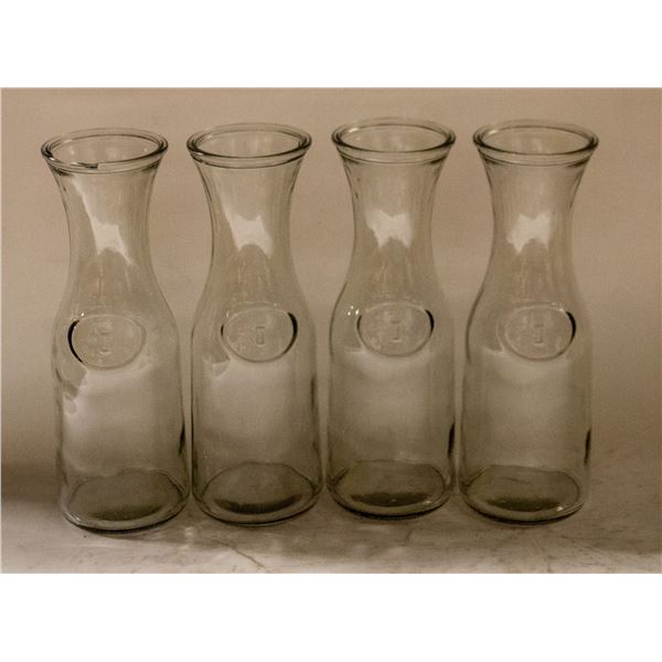 4 - 1 LITER GLASS WINE CARAFE