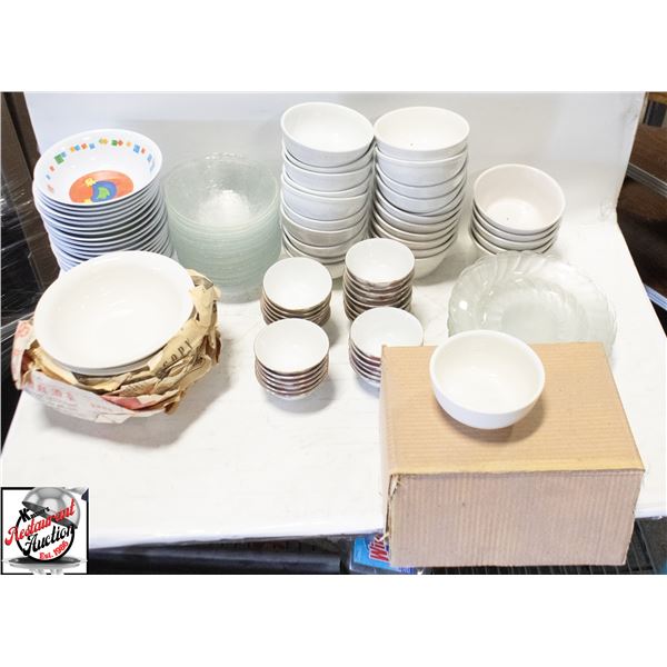 ASSORTED BOWLS & DISHES, INCLUDES