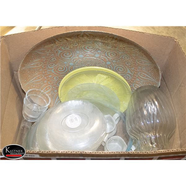 BOX OF ASSORTED GLASS PLATES